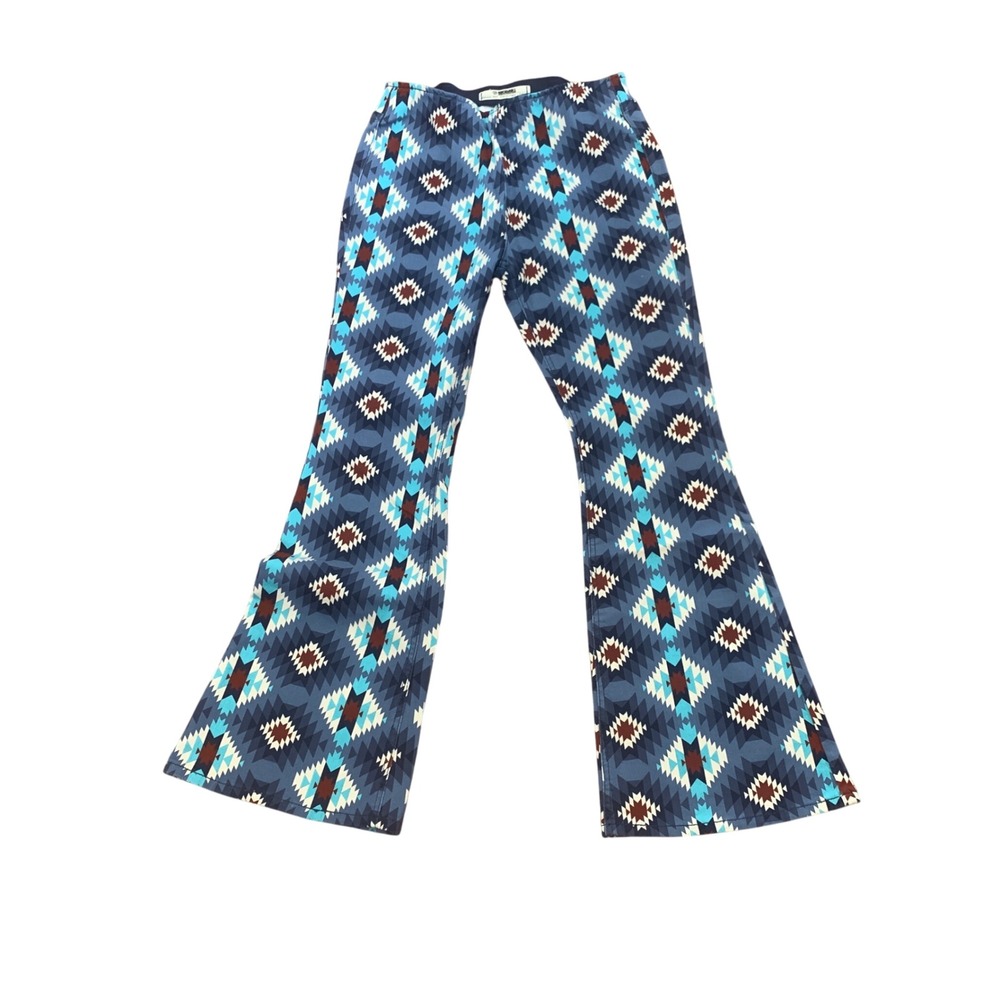 Rock & Roll Denim Aztec Print Flare Leg Boho‎ Jeans Pull On High Rise 31x32